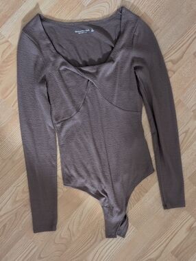 Abercrombie & Fitch Brown Soft A&F Cozy Long Sleeve Bodysuit